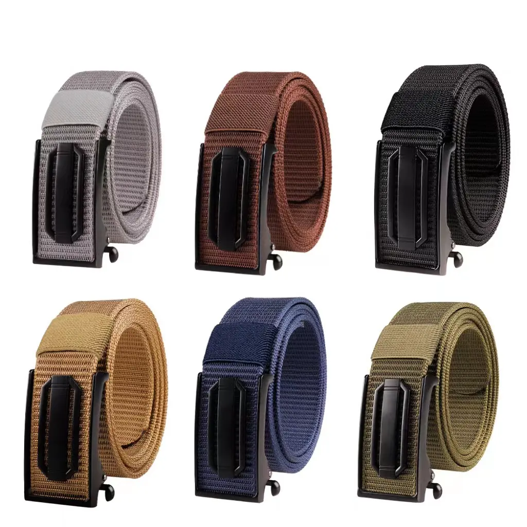 Wholesale Custom Famous Luxury Business Canvas Belt Adjustable Automatic Buckle Nylon Fabric Belts For Men