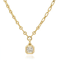 Collier en argent sterling 925 plaqué or 18 carats, non ternissant, avec pendentif en moissanite taille Asscher 2 carats VVS pour femme