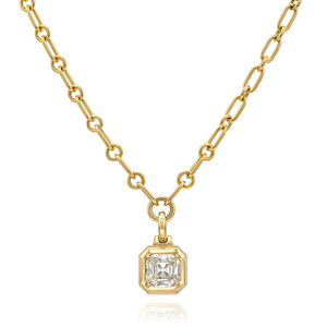 เครื่องประดับเงินแท้ 925 ชุบทอง 18k สร้อยคอพร้อมจี้เพชรโมอิสซาไนต์ทรง Asscher 2 กะรัต คุณภาพ VVS สำหรับผู้หญิง - Product Image 2