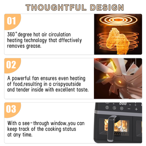 Новая двойная цифровая воздушная фритюрница с сенсорным экраном Цифровая глубокая умная воздушная фритюрница 9 л - Product Image 2