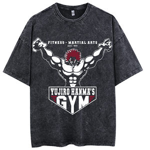 Camiseta de Hombre Hanma <span class=keywords><strong>Baki</strong></span> the Grappler Gym Anime Vintage Lisa Lavada de 240 Gramos de Corte Holgado - Product Image 6