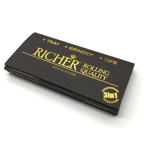 Papel de Liar con Logotipo Personalizado, Tamaño King Size, Empaque 3 en 1, Estilo Popular con Molinillo y Bandeja, OEM de Alta Gama, Directo de Fábrica - Product Image 1