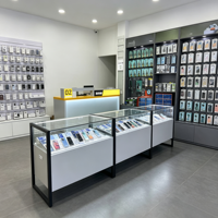 Ensemble de mobilier de présentation pour magasin de téléphonie mobile, comptoir d'exposition en verre pour téléphones, étagère murale pour accessoires, bureau d'accueil LED pour téléphones portables