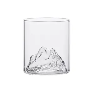 Japanese Style Drinking Glass With Mountain Design For Water Whiskey Coffee