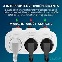 Adaptateur de prise 3 voies de type E français conforme aux normes européennes Pheiyon, 3x16A 230V 3680W avec interrupteurs, CE RoHS, export pour la France, la Pologne, OEM