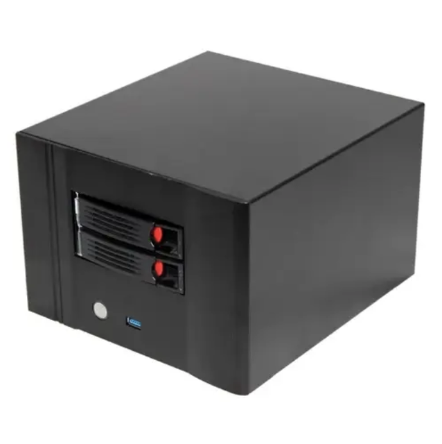 Hot Sale Premium Mini-ITX NAS Cloud Storage Server Case 2 Bay SATA HDD Hot-Swap ATX Form Factor with Fan Power Supply in Stock