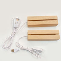 Base de lampe de nuit LED 3D miniature en bois avec interrupteur, vente en gros