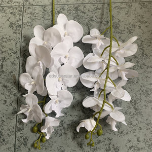 E-216 gros orchidée artificielle 9 têtes vraie touche papillon orchidée tiges Table de mariage fleurs blanches pures Phalaenopsis - Product Image 3