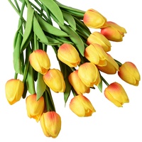 Mini Tulipes Artificielles en PU pour Décorations de Maison et de Mariage, Fleurs Artificielles en Plastique au Toucher Réel, Noël Pâques, Commerce Transfrontalier