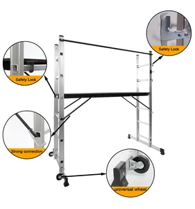 2023 Hete Verkoop ML-1106D Hoge Kwaliteit Multifunctionele Stappen Aluminium Opvouwbare Steiger Met Goedkope Prijs Tuv/Gs Certificaat