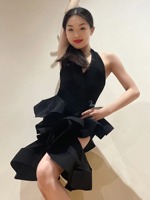 Combinaison de danse latine Venny en spandex, sans manches, dos nu, robe une pièce pour femmes, pratique et performance