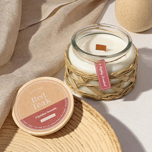 Bougie <span class=keywords><strong>Woodwick</strong></span> en vente chaude avec couvercle en bois romantique de luxe fait à la main, personnalisée, sans fumée, décoration de la maison - Product Image 4