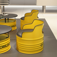 Ensemble table et chaises en fer forgé 4S de style industriel moderne pour restaurant commercial, design créatif en forme de fût d'huile, pour café en extérieur