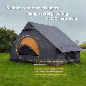 Tente Gonflable Portable Facile à Monter avec Pompe Manuelle pour 2-4 Personnes, <span class=keywords><strong>Camping</strong></span>, Fenêtre Panoramique, Imperméable, Tissu Oxford, Glamping, Prise de Poêle - Product Image 5