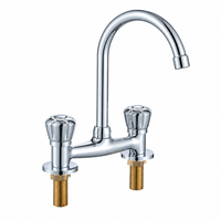 Robinet de lavabo en laiton chromé poli, deux poignées, bec col de cygne haute portée, moderne, pour lave-linge et évier utilitaire, vente en gros