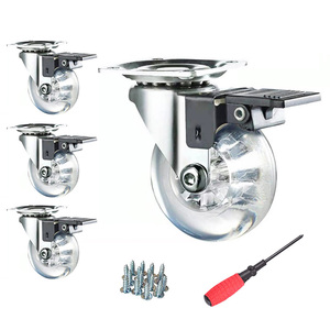 Möbel Geräuscharmen Rollenverschluss PU transparente rotierende Platte 2 Zoll Rollenräder - Product Image 3