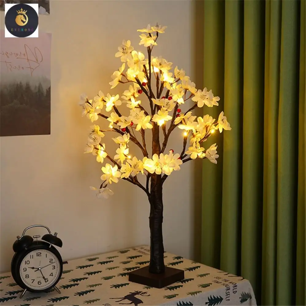 X259 Pear Blossom Red Fruit Tree Lights Led Christmas Party Home Decoration Indoor Thanksgiving Event Luminous Tree Flower Row