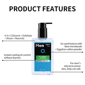 Nettoyant <span class=keywords><strong>Visage</strong></span> à la Glace et au Sable pour Hommes 4 en 1 Contrôle du Sébum Acné Niacinamide Réducteur de Pores Exfoliant Rasage Hydratant Nettoyant Doux - Product Image 4