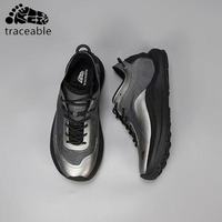 Chaussures de randonnée gris argenté unisexes, semelle extérieure en caoutchouc amortissant les chocs, semelle intermédiaire en EVA légère et hautement élastique, chaussures en tissu Ripstop