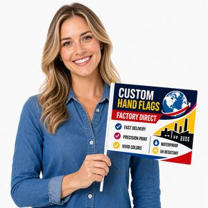 Bandiera a mano in raso premium 25x35cm a forma quadrata per eventi promozionali - Disponibile ora - Product Image 5