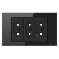 Prise murale standard brésilienne YH, panneau tactile PC de luxe, 3 prises, protection IP20, 16A/250V, durée de vie mécanique de 15 ans, facile à utiliser