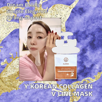 Masque Coréen Hydrogel Amincissant Visage V-Line, Essence de Collagène, Masque en Tissu Sculptant Effet Soie, Lifting Visage V-Line