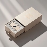 Caja de Regalo Deslizante de Cartón Rígido Reciclado con Logotipo Personalizado, Ecológica, Impresa, con Asa de Cinta