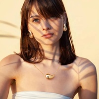 Offre Spéciale Ensembles de Bijoux Tendance en Acier Inoxydable Plaqué Or 18K, Boucles d'Oreilles Goutte d'Eau, Collier, Bagues et Bracelet pour Femme