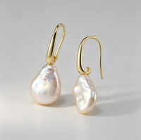 Boucles d'oreilles à crochet en perles, coffret cadeau de luxe, velours, perles baroques d'eau douce authentiques, plaqué or, argent 925, pour femmes françaises, vente en gros, haute joaillerie