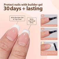 XCOATTIPS al por mayor, puntas de uñas de gel X-Coat tipo ataúd/bailarina, cobertura completa, punta francesa blanca, geles suaves, 160 unidades, puntas de uñas postizas para salón