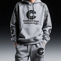 Ensemble streetwear assorti, sweat-shirt à capuche surdimensionné et pantalon de survêtement avec lettres personnalisées brodées, pour hommes