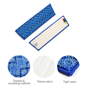 Factory Wholesale Commercial Medium Trapezoidal Microfiber Flat Mop Pad Replacement Head Industrial Wet Mops Refill Heads