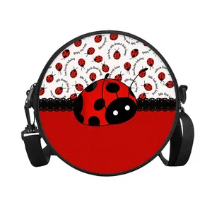 <span class=keywords><strong>Sac</strong></span> à <span class=keywords><strong>bandoulière</strong></span> rond Ladybug, <span class=keywords><strong>sac</strong></span> messager décontracté pour femme, meilleurs cadeaux, <span class=keywords><strong>sac</strong></span> <span class=keywords><strong>bandoulière</strong></span> plat 2D en dessin animé, fermeture éclair en polyester - Product Image 2