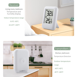 Trắng không dây kỹ thuật số trong nhà/ngoài trời Nhiệt kế đa năng hộ gia đình Nhiệt kế cho nhà/phòng sử dụng - Product Image 6