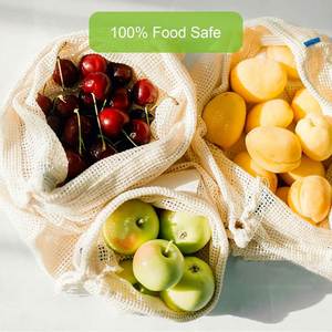 Bolsa de compras de malla de algodón reutilizable, lavable, ecológica, ligera, adecuada para frutas y verduras, almacenamiento de productos de supermercado - Product Image 5