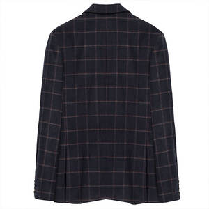 Chaqueta de Hombre a <span class=keywords><strong>Cuadros</strong></span> <span class=keywords><strong>Azul</strong></span> <span class=keywords><strong>Marino</strong></span>, Estilo Italiano, Elástica, <span class=keywords><strong>Blazer</strong></span> Formal, Venta al por Mayor y Menor - Product Image 3