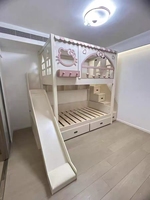Lit superposé princesse moderne de luxe en bois massif durable pour filles avec double tiroir et armoire-escalier, ensemble de lit pour enfant fille