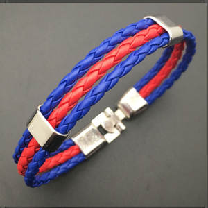 Pulsera trenzada de cuero sintético para mujer, brazalete con bandera de campo, multicolor - Product Image 5
