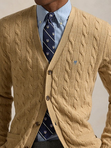 Pull en tricot torsadé automne-hiver, <span class=keywords><strong>cardigan</strong></span> à boutons, nœud brodé, col en V décontracté, manteau en coton, style anglais - Product Image 1