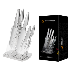 Ensemble de couteaux de chef best-seller (5 pièces) - Fabriqué en acier inoxydable, manche creux en acier inoxydable monobloc, avec support à couteaux, OEM - Product Image 1