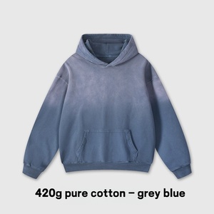 Felpe da Uomo con Cappuccio 420G Lavaggio ad Acqua <span class=keywords><strong>Abbigliamento</strong></span> Uomo Vintage - Felpa con Cappuccio Oversize Autunno/Inverno Personalizzata Colore Sfumato - Product Image 5