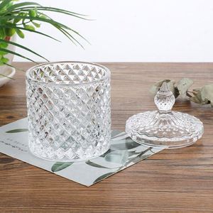 Custom Logo Colorful Wholesale Roman Storage Luxury <b>Empty</b> Container Cylinder Crystal Glass Candle Jars Holders With Lid and <b>Box</b> - Product Image 3