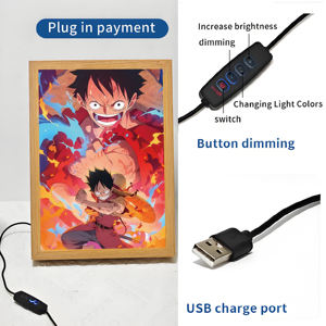 Cadre photo lumineux de décoration d'intérieur à thème <span class=keywords><strong>Manga</strong></span> Luffy Anime - Product Image 3