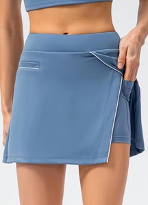 Logo personalizzato da donna Tennis Yoga sport Fitness con Design a fessura con tasche da esterno gonna corta da Tennis - Product Image 2