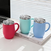 Gobelet isotherme en acier inoxydable de 12 oz avec logo personnalisé, double paroi, avec poignée, extérieur en PP