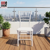 Chaises de mariage en résine Chiavari empilables, blanches, solides, de luxe, pour événements, vente en gros