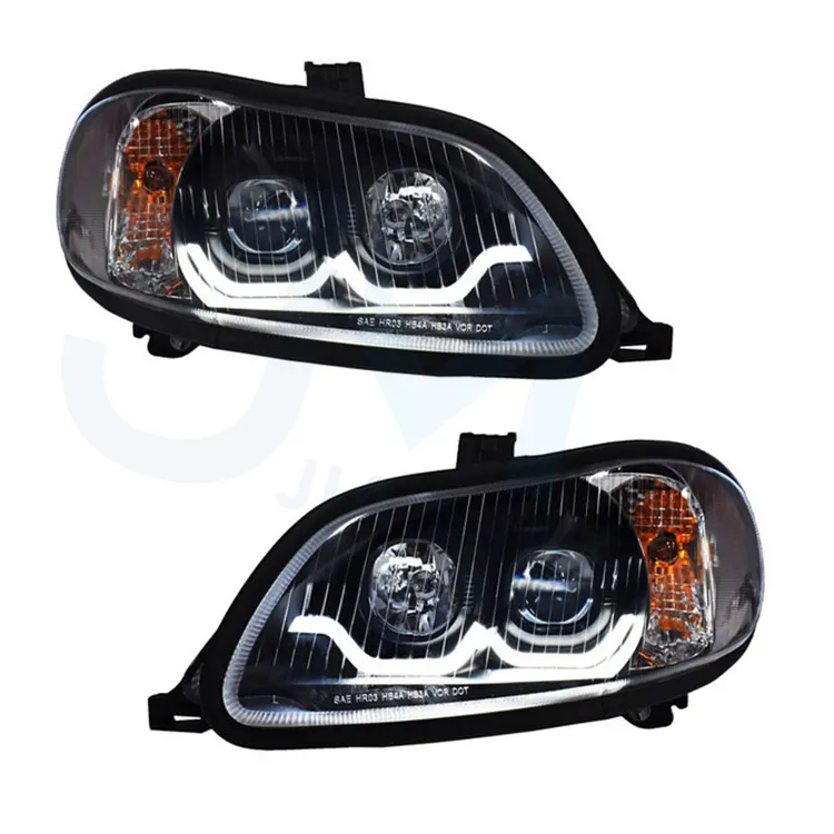 Freightliner M2 Blackout Projector Headlights With Dual Function Sequential LED Light Bar Pair
