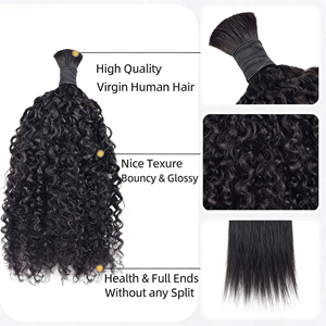Extensions de cheveux humains brésiliens Remy, bouclés Pixie, grade 10A, 100g/extension, noir naturel # Cheveux non traités 1B pour tresses et perruques - Product Image 2