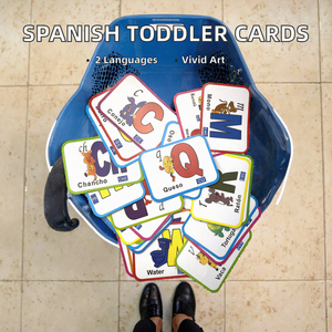 Hai mặt Tây Ban Nha Toddler 2-3Y trẻ em THẺ <span class=keywords><strong>FLASH</strong></span> nhận thức động vật số chữ cái Bộ nhớ giấy nhận thức học tập sớm - Product Image 2