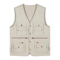 Chaleco de Fotografía Casual de Invierno 100% Algodón ODM con Múltiples Bolsillos y Botones a Presión de Latón, Ropa Exterior para Hombre OEM Lavable